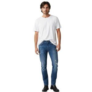 Denim Lab Reserved Ivanov Mens Jeans 32 Distressed Straight Leg Button Fly Blue